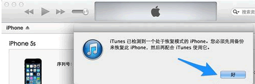 檢測到恢復模式的 iPhone