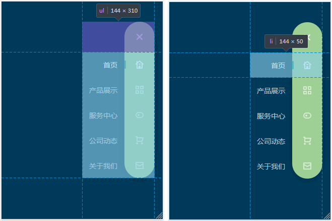 ul 和 li 元素，它們是導(dǎo)航菜單的容器和項目列舉